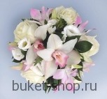 Букет невесты № 19. Орхидеи, Розы. Изысканный букет в бело-розовой гамме из орхидей
