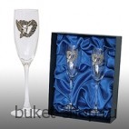   Набор из двух шампанок  с голубями. бокалы для шампанского свадебные. 