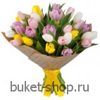 Виолетта. Тюльпан 29 шт. Праздничный букет из нежных цветов.

