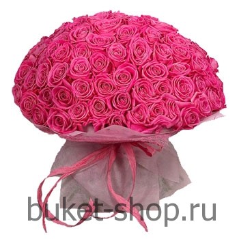 АКЦИЯ!!! 101 роза АКВА. Роза. Шикарный букет из 101 ярко-розовой розы АКВА